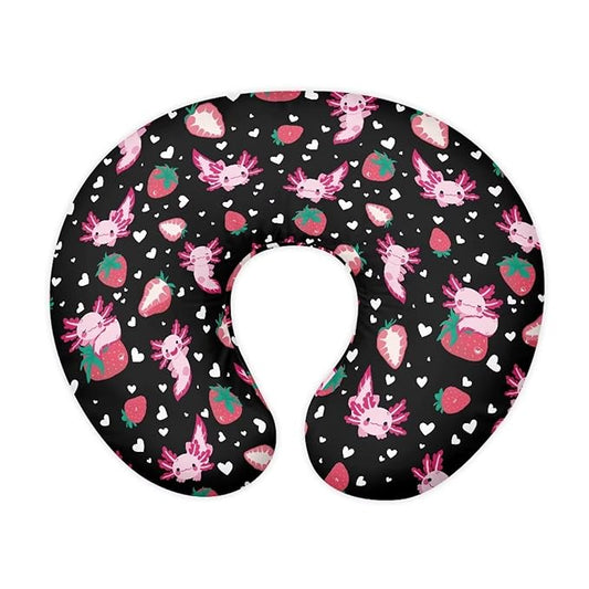 Axolotl Strawberry Nursing Pillow Cover for Breastfeeding Pillow Nursing Pillow Slipcovers, Snug Fits Pillow, Perfect Newborn Choice for Mom or Baby Quick Dry
