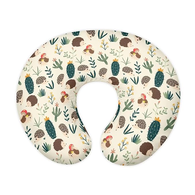 Hedgehog Cactus Bottle & Breast Feeding Pillow Covers Soft & Breathable Fabric Nursing Slipcover with Hidden Zipper for Baby Boy and Girls, Home Nursery Room Sofa Car Decor