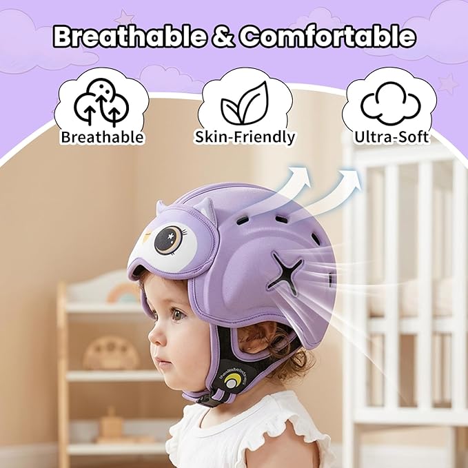 Mambobaby Baby Head Protector Helmet for Crawling and Walking, Breathable Soft Helmet, Ultra-Lightweight & Adjustable, Prevents Bumps Safety Helmet for Infants Toddlers 6-24 Months (Starry Owl)