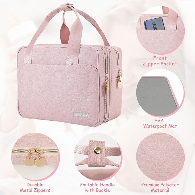 Wearable Breast Pump Bag with Cooler Compartment Compatible with Momcozy M5/S12 Pro, Elvie & Medela Pump in Style, Carrying Case with a Ice Pack & Waterproof Mat for Breast Pump and Accessories,Pink