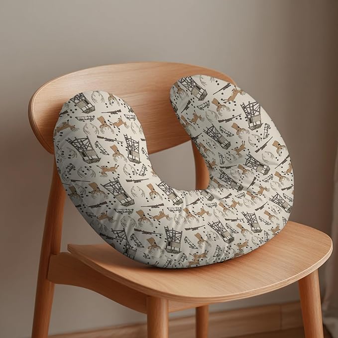 Deer Hunting Nursing Pillow Covers Hunter Tree Stand Removable Breastfeeding Slipcover Wild Animals Hunter Nursing Pillow Case for Newborn Boys Girls