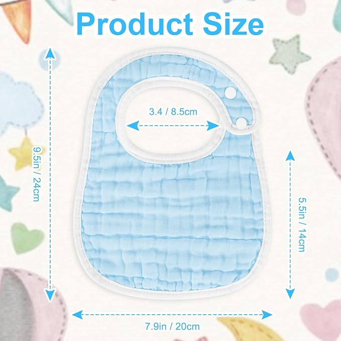 Accmor Muslin Baby Bibs, 6 Pack Soft Cotton Baby Bandana Drool Bibs for Boys Girls Teething and Drooling