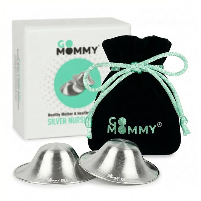 Go Mommy 999 Pure Solid Silver Nursing Cups — Nipple Covers for Breastfeeding, Nipple Shields for Nursing Newborn, Nickel-Free Breastfeeding Essentials, Regular Size