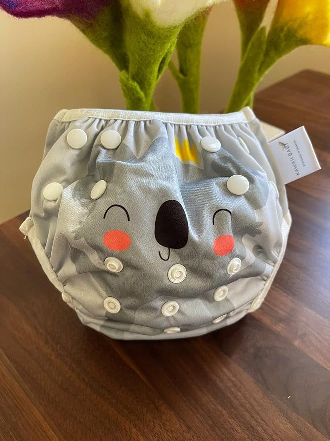 Kawaii Swim Cloth Diapers, Washable Reusable One Size Adjustable to Fit 10-40 lbs Baby Boy & Girl Baby Shower Gifts Swimming Lessons 3-Pack #1