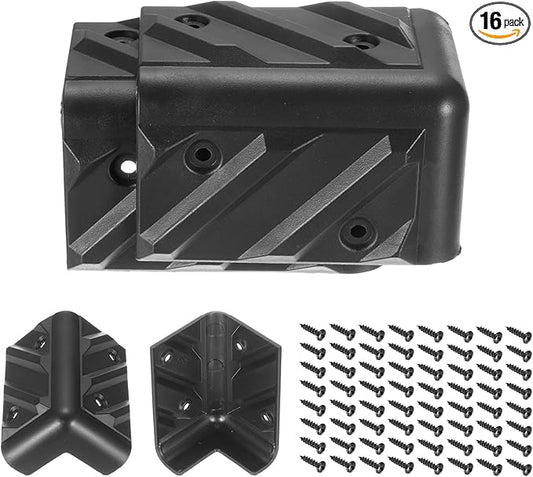 MECCANIXITY 16 Pcs Speaker Cabinet Corners Protector 48x48x80mm Plastic Stackable Guard Wrap Angle Case Edge Box Protection with 64 Pcs Installation Screw for Stage DJ Audio Sound Case