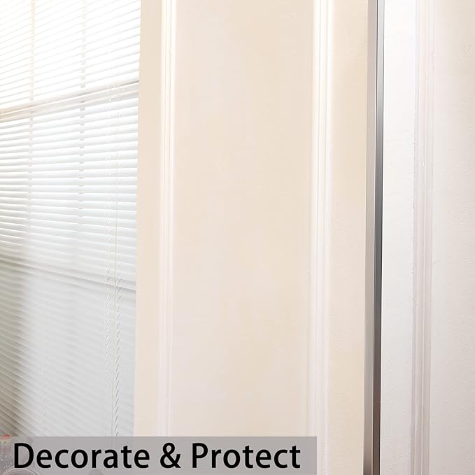 Trimold Matte Silver Aluminum Peel and Stick L Molding Corner Guards with 90° Angle for Wall Door Frame Cabinet Baseboard Protection and Decoration, 35.4in x 0.8in (3Pcs)