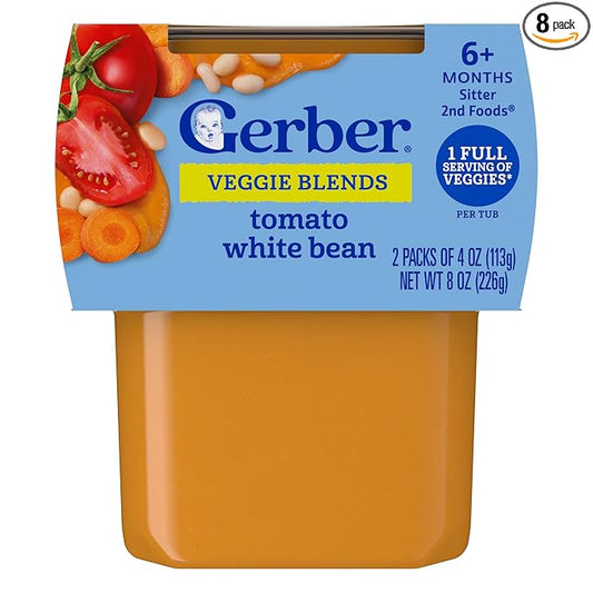 GERBER Infant Puree Meals 2nd Foods Tomato White Bean 2x4oz