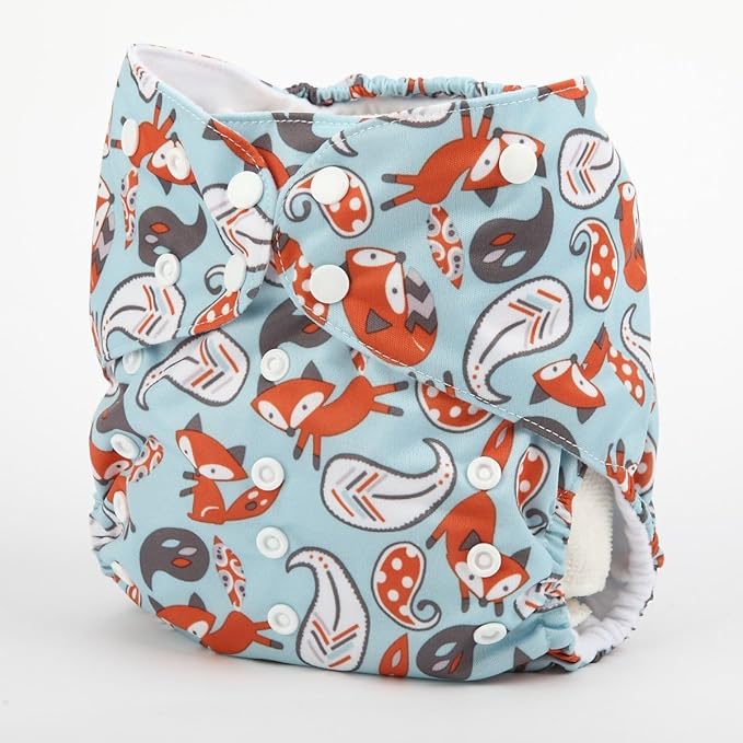 2 to 7 Years Old Junior Big Cloth Diaper Nappy Pocket Reusable Washable Baby Kids Toddler (Paisley Fox)