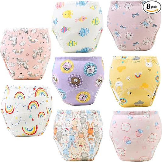Upairy Training Pants Potty Training Underwear for Boys Girls,Toddler Potty Pants for 2T-6T,Soft Absorbent & Leak-Proof with Characters, 100% Cotton Washable (8PCS,S)