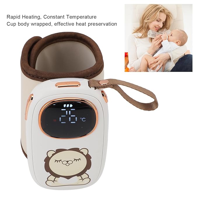 Portable Bottle Warmer Sleeve, Fast Heating 18W USB Rechargeable Baby Milk Heater with Insulation Wrap for Travel, Compact Milk Warmer for , 8000mAh Battery