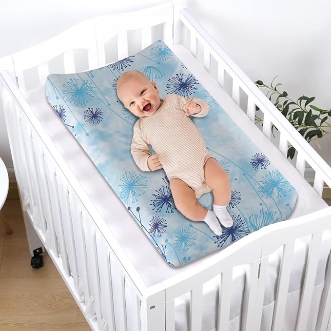 Dandelion Changing Pad Covers, Ultra Soft Baby Diaper Change Table Non Slip Contoured Pad Covers for Baby Boys Girls