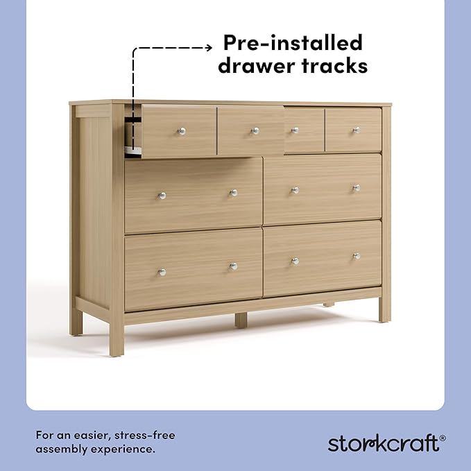 Storkcraft Horizon 6 Drawer Dresser (Driftwood) – GREENGUARD Gold Certified Dresser for Nursery & Kids’ Room, Modern Storage with Interlocking Drawer System