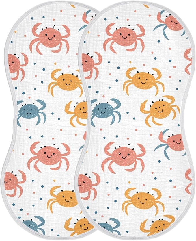 vvfelixl Baby Burp Cloths Colorful Crab Baby Newborn Cotton Burping Cloths Set Babys Washcloths 4 Pack
