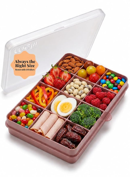 melii Snackle Box |12-Compartment Snack Container with Removable Dividers, BPA-Free Food Storage for Travel, School & On-the-Go Snacks, Kids & Family Organizer (Berry)