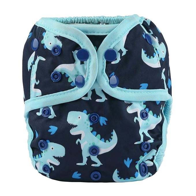 Baby Diaper Cover Nappy One Size 10lbs to 36lbs (Blue Dinosaurs)