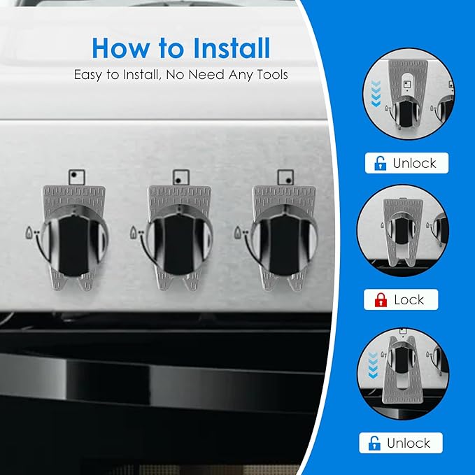 6 PCS Gas Stove Knob Locks, Silicone Oven Knob Safety Covers Baby Proof, Gas Stove Knob Covers for Baby and Pets Safety (Gray)