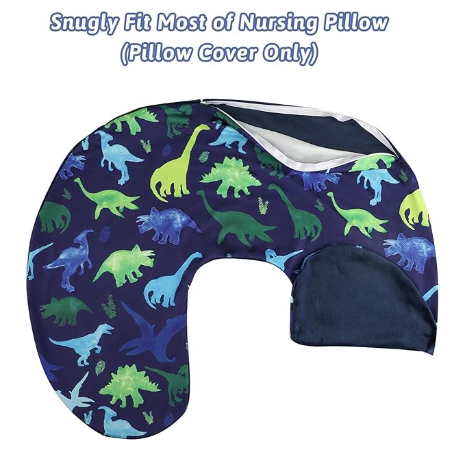 Nursing Cover 1 Pack, Stretchy Removable Breastfeeding Pillow Cover, Ultra Soft Snug Fits On Newborn Feeding Pillow Case for Baby Girls/Boys, Dinosaur