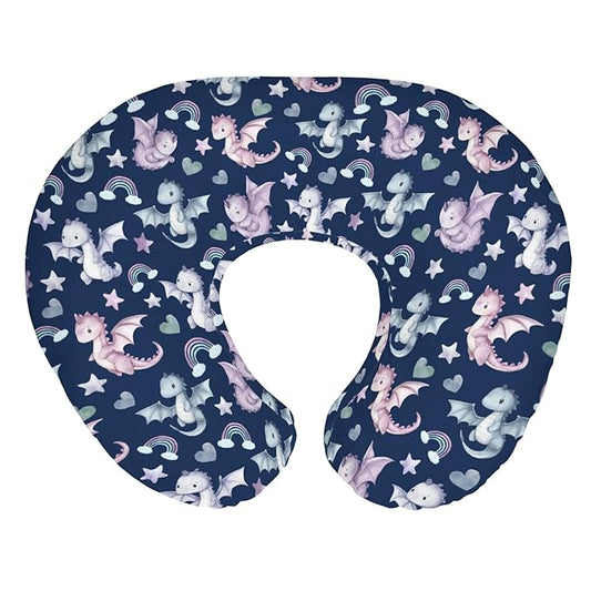 Fairytale Dragon Love Stars Baby Nursing Pillow Covers for Boy Girl Baby Dragons Purple Nursery Feeding Pillowcase for Breastfeeding Pillows Fantasy Animal Soft Stretchy Slipcover for Newborn Infant
