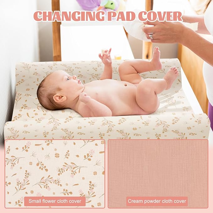 2 Pcs Changing Pad Cover, Soft Changing Pad Sheets, Changing Table Pad Cover, Cotton Fitted Diaper Changing Table Cover Set, Baby Diaper Change Table Pad Covers, 32x16x3.15in (Style 1)