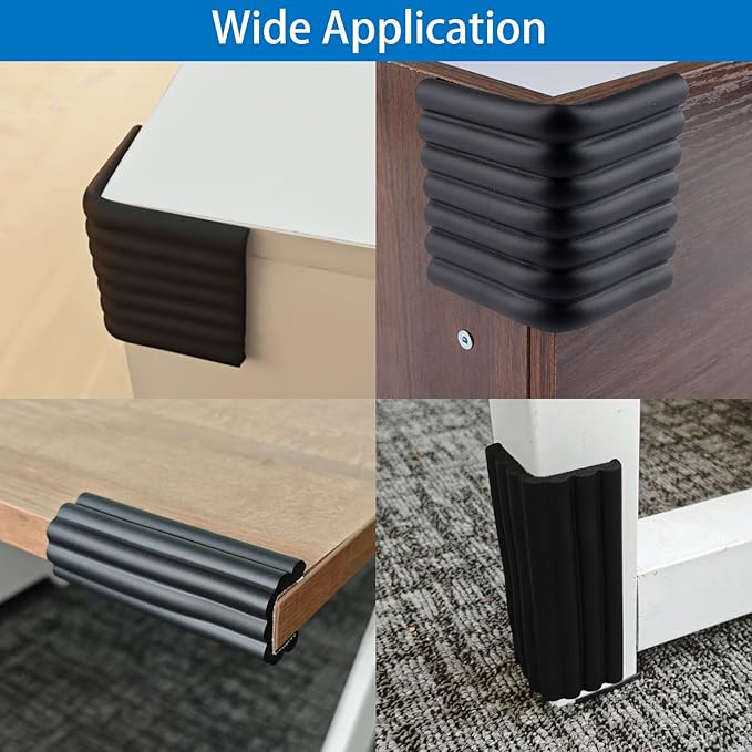 INCERWAY 6PCS Black Foam Funiture Protector, Thickened Self Adhesive Safety Corner Cushion, Baby Proofing Edge Guard for Furniture & Wall