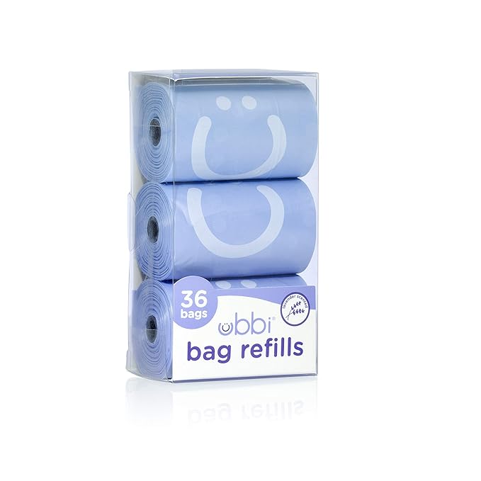 Ubbi Steel Odor Locking, No Special Bag Required, Money Saving, Awards-Winning & On-The-Go Refill Bags, Lavender Scented, Value Pack of 36, Baby On The Go Diapering Essentials