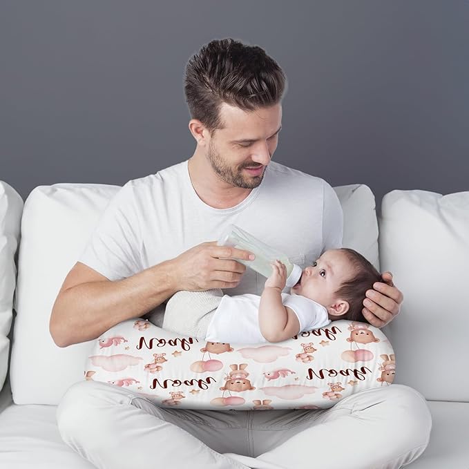 Dyoart Custom Baby Nursing Pillow Cover for Nursing, Bear Pattern Removable Nursing Covers for Breastfeeding Pillows, Ultra Soft Comfortable Slipcover for Newborn Baby Boys and Girls