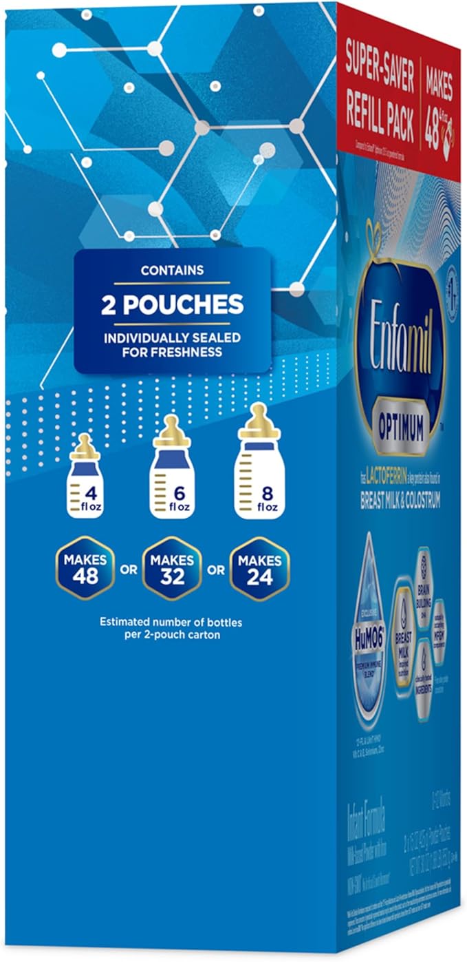 Enfamil Optimum (Enspire), Our Closest Formula to Breast Milk, Immune-Supporting Lactoferrin and Brain-Supporting DHA Baby Formula, 30 Oz Refill, (Pack of 2)