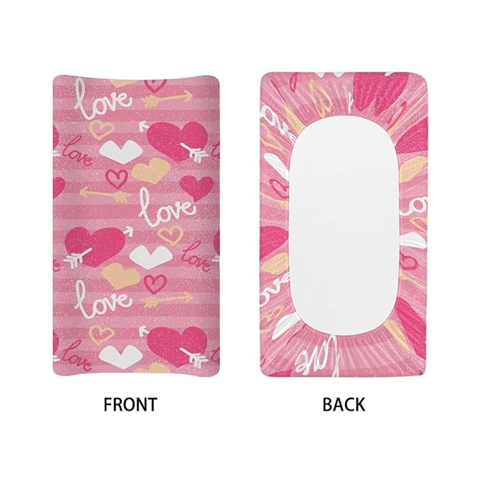 Love Heart Changing Pad Cover for Baby Girls Boys Comfort Diaper Change Table Pad Covers Soft Changing Pad Sheets