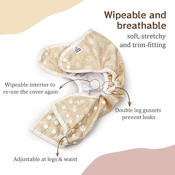 Mama Koala Reusable Adjustable Cloth Diaper Covers with Double Gusset for Girls and Boys, Snap Closure, Size S (Vibrant Mush-S)