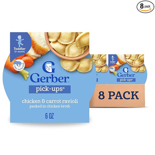 Gerber Toddler Food, Chicken Carrot Ravioli Pick-Ups, Mealtime for Toddler, 8PK