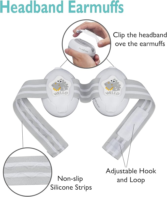 2 in 1 Baby Ear Muffs, Noise Reduction Earmuffs & Adjustable Headband for Baby, Hearing Protection Headphones