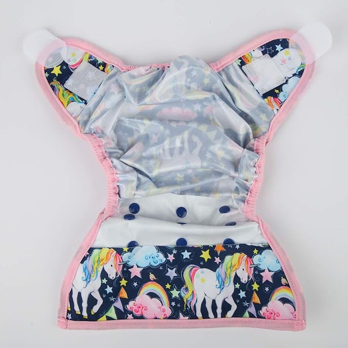 Baby Cloth Diaper Cover Nappy Hook and Loop Double Gusset for Girls (Star Horse), PUL Material, One Size, 1 Count