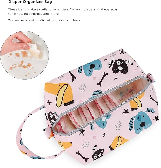 MOMIGO Wet Dry Bags for Baby Cloth Diapers - Waterproof Pod Hanging Diaper Bag Reusable, Washable for Baby Stroller, Diaper Bag, Breast Pump Parts, Travel Bag