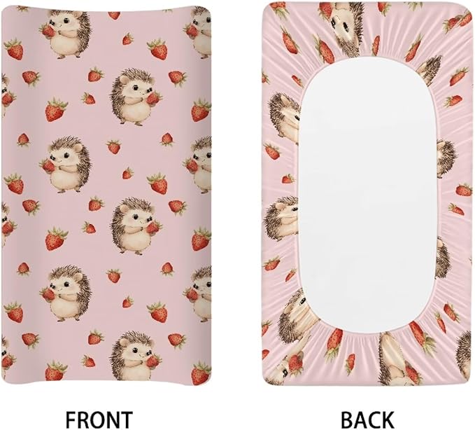 Hedgehog Hearts Changing Pad Cover Waterproof Cozy Table Sheets Stain Resistant Stretchy Breathable Nursery Pad Change Cover