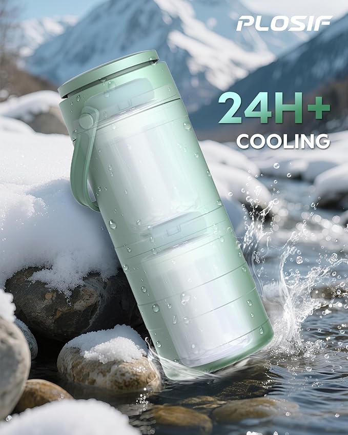 Portable Breast Milk Cooler, 24H 360° Cooling, Digital Temp Display, 22oz Capacity with 2 BPA-Free Bottles, CPC Certified for Outdoor Travel & Commute