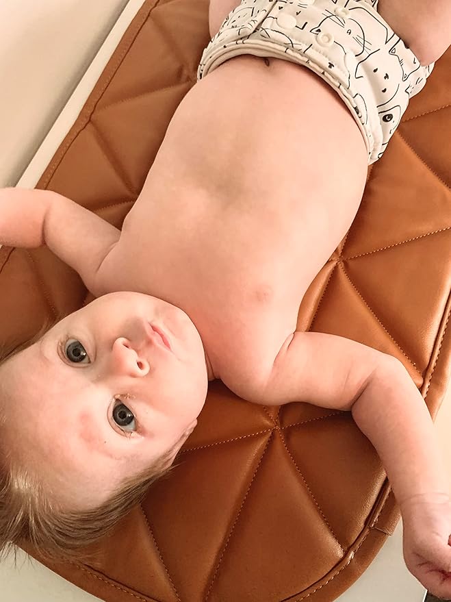 Uniklook Amber Vegan Leather Baby Portable Changing Pad Diaper Mat Change Station for Travel 16" x 30"