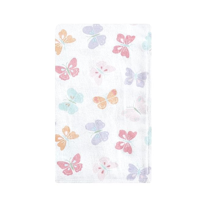 Hudson Baby Unisex Baby Cotton Flannel Burp Cloths, Pastel Butterfly, One Size