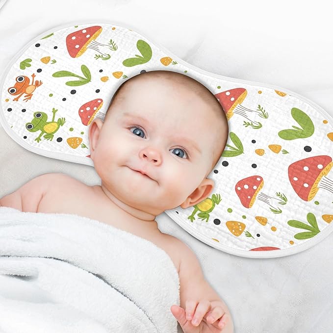 vvfelixl Frog Mushroom Cartoon Burp Cloths for Baby Boy Girls Baby Washcloths Burp Rags 1 Pack