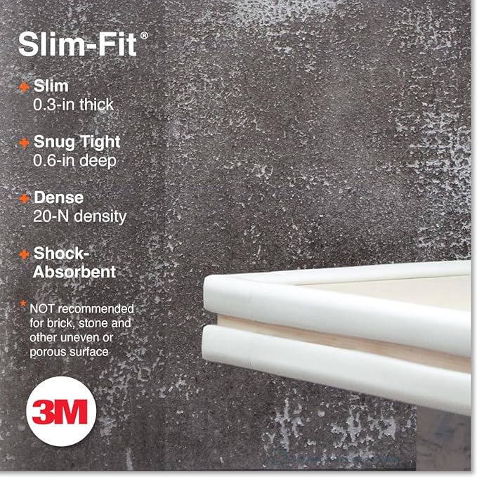Roving Cove Slimfit Corner Edge Protector for Baby Proofing (Small 18ft Edge 8 Corners), Furniture Safety Bumper Guard, Soft NBR Rubber Foam, 3M Adhesive, Oyster White (Off White)