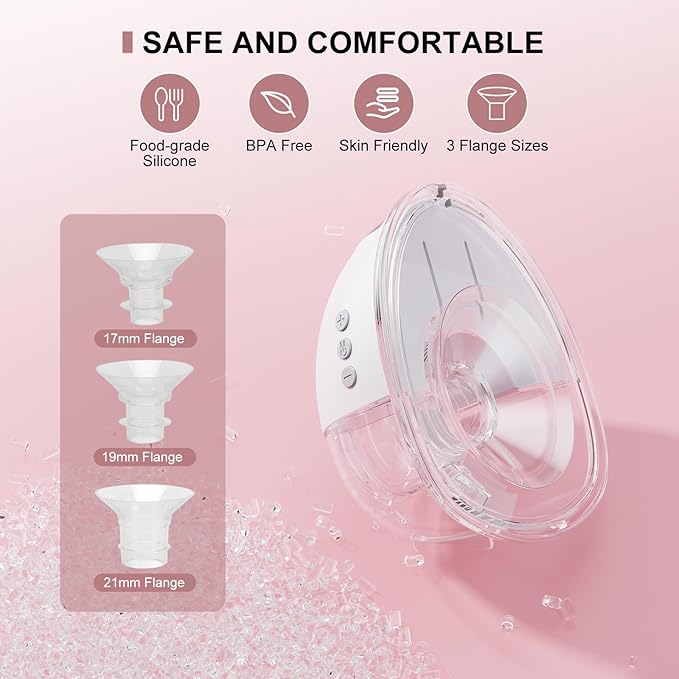 Lulia Wearable Breast Pump, Electric Hands Free Pump with 4 Modes and 9 Levels, Strong Suction, Painless, BPA Free, Breastfeeding Pump with 17/19/21/24MM Flanges(2 Packs)