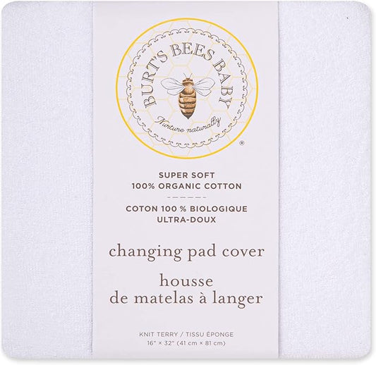 Burt's Bees Baby Unisex Baby Gift Set - Crib Sheet, Changing Pad Cover & Burp Cloths, 100% Organic Cotton Essentials Bundle