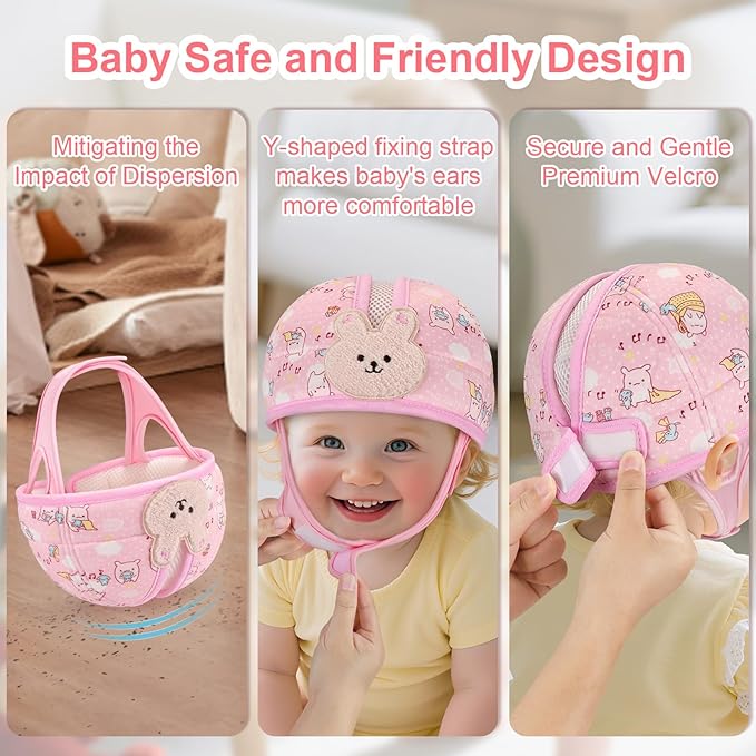 Accmor Baby Head Protector, Baby Helmet for Crawling Walking Running, Cute Infant Headguard Soft Cushion Anti-Collision Toddler Safety Helmets, Lightweight Breathable Protective Caps for 6m-24m Girls