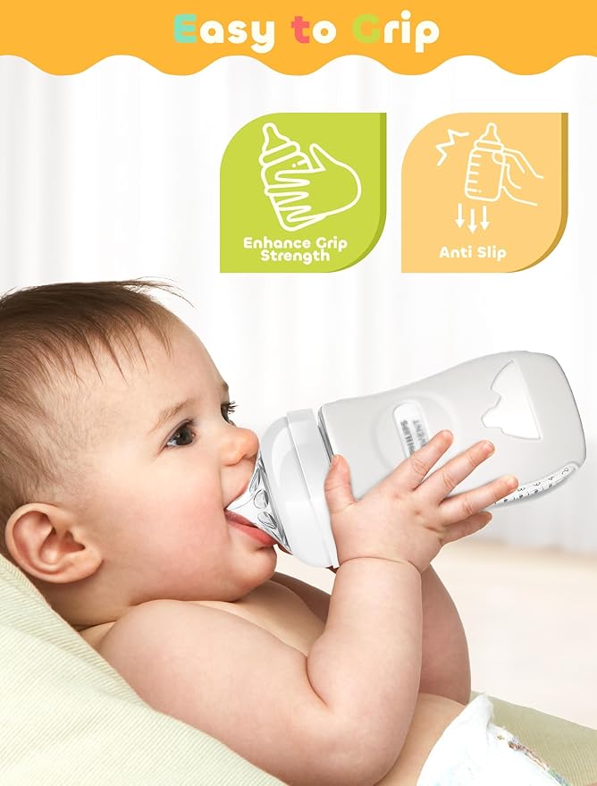 3 Pack Silicone Sleeves for Avent Natural Glass Baby Bottles, Protection and Insulation, Baby Bottle Sleeve Compatible with Avent Glass Bottles 8 oz, Dishwasher Safe (Blue+Green+Grey)