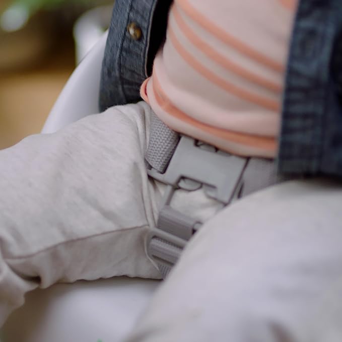 Ingenuity: ity by Ingenuity Simplicity Seat Easy-Clean Baby Booster Feeding Chair, 3-Point Harness, Washable Removable Straps - Grey