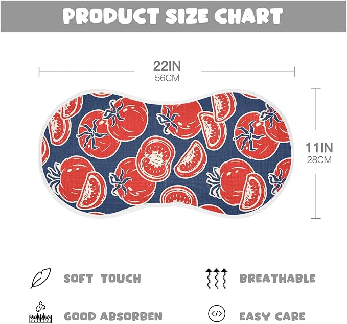 vvfelixl Muslin Burp Cloths Slice Red Tomatoes Baby Washcloths for Baby Girl Boys 2 Pack