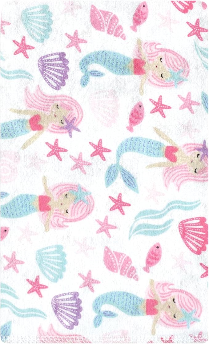 Luvable Friends Hudson Baby Flannel Burp Cloths 10pk, Purple Mermaid