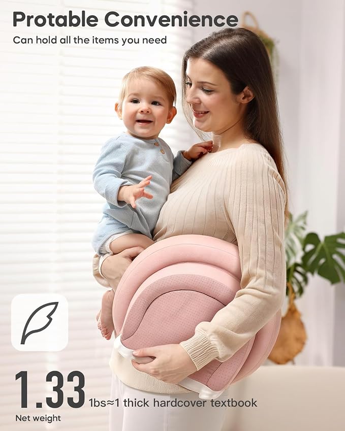 Baby Changing Pad, Waterproof Wipe-Clean Non-Slip Foldable PU Surface with Secure Belt, Ideal for Dresser Station, 24"x16", Pink