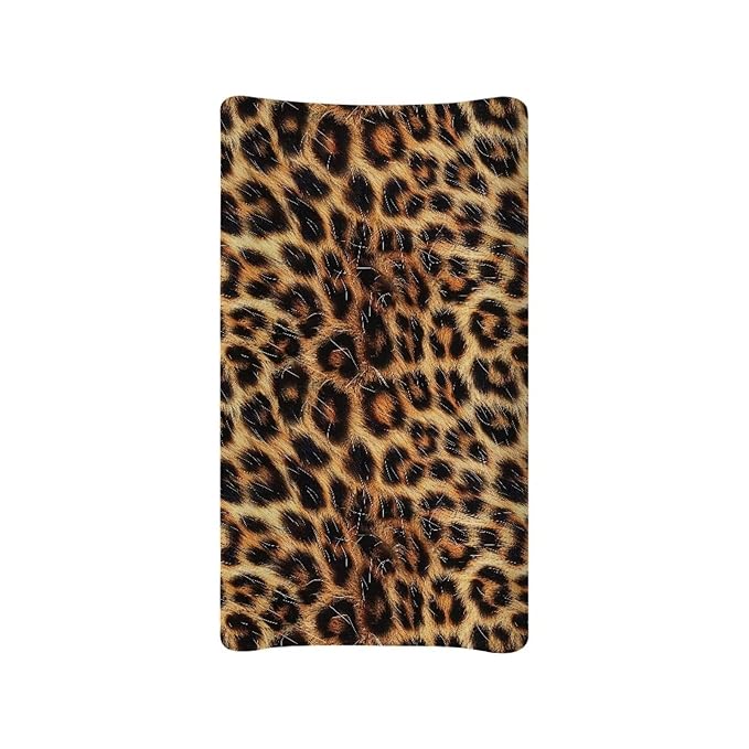 ZDCUSTOM Brown Leopard Changing Pad Cover Soft Stretchy Baby Changing Table Pad Cover Breathable Changing Table Sheets, 32"x16"