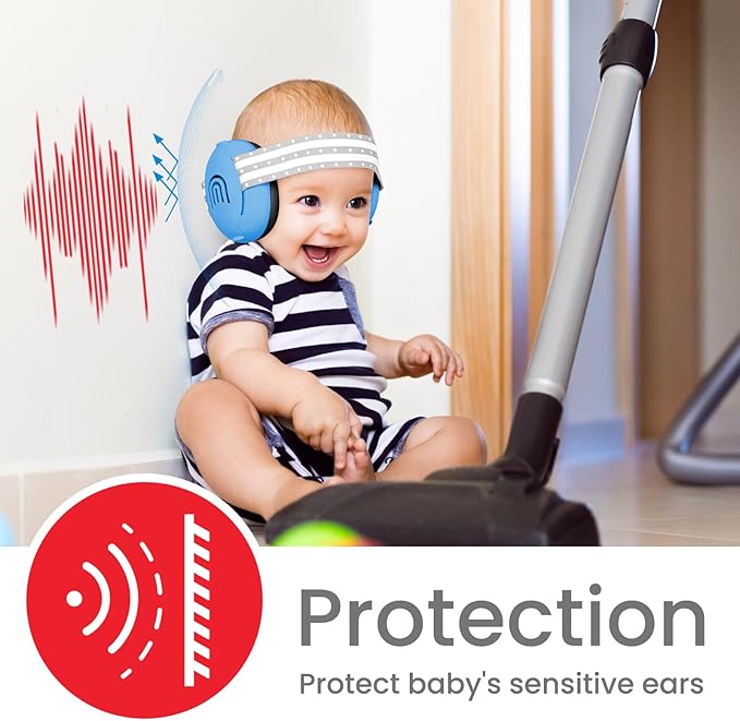 Adjustable Baby & Toddler Noise Cancelling Headphones - Ear Muffs for Kids 1-3 for Airplane Travel