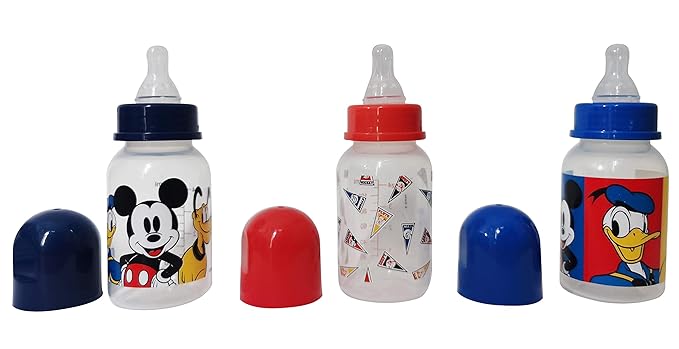 Cudlie Disney Baby Boy Mickey Mouse 5 oz Pack of Three Baby Bottles, Mickey Friends